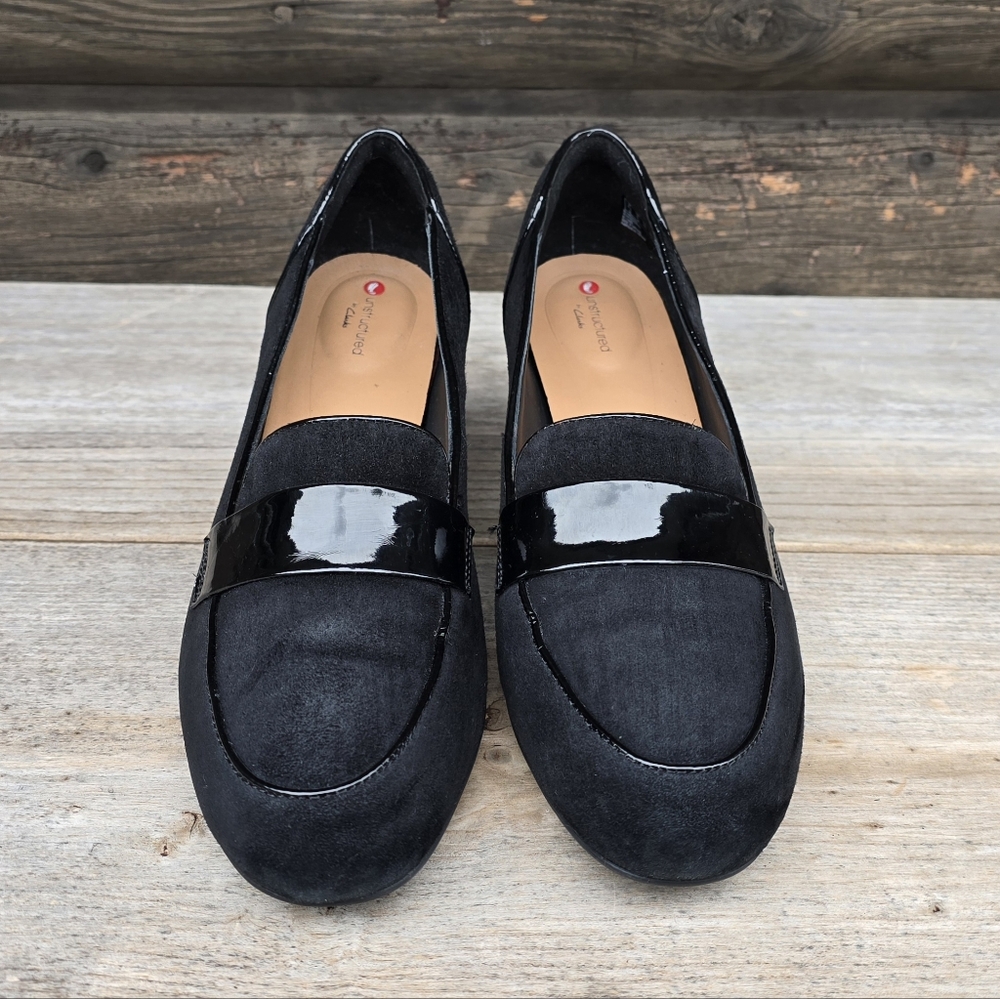 Clarks Un Cosmo Way Modern Preppy Minimalist Block Heel Comfort Loafer Pump 9M - Picture 9 of 15